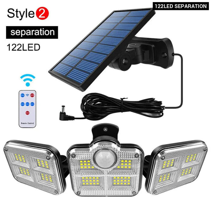 20W Solar Light 122 333Led Ip65 Waterproof Outdoor Solar Lamp With Adjustable Head And 3 Modes