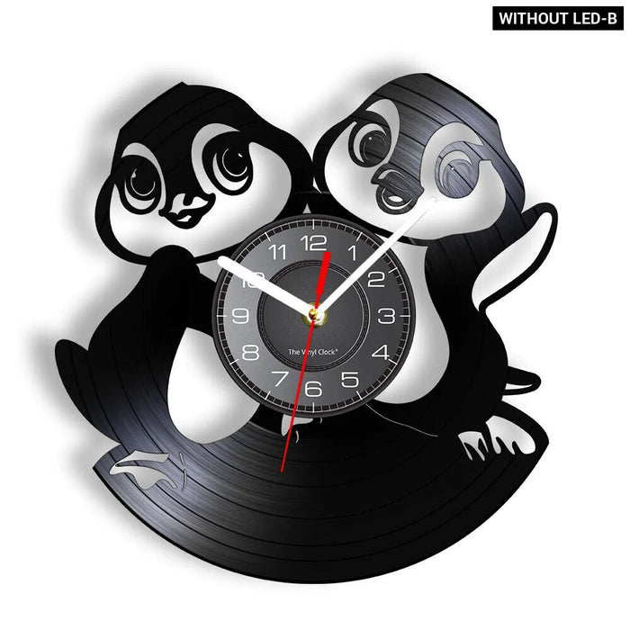 Emperor Penguins Vinyl Record Wall Clock