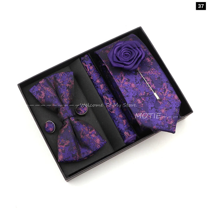 Floral Tie Set Novelty Design With Box For Parties And Business