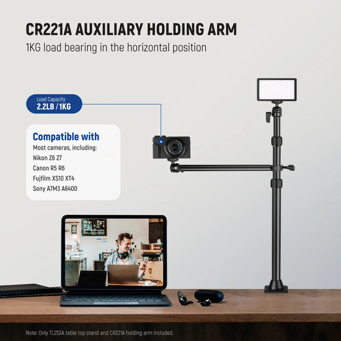 Adjustable Camera Desk Mount With Overhead C Clamp Ideal For Dslr Cameras Phones And Lights