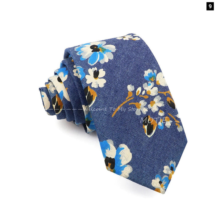 Floral Skull Anchor Denim Tie For Weddings Parties And Daily Wear