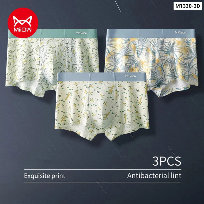 Pack Of 3 Fashion Print Mens Boxer Briefs