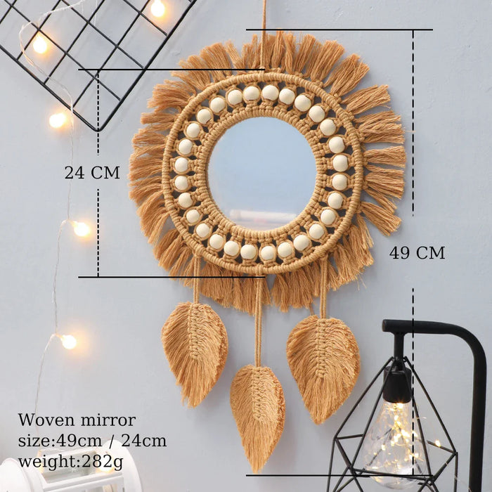 Handmade Macrame Round Wall Mirror For Home Decor