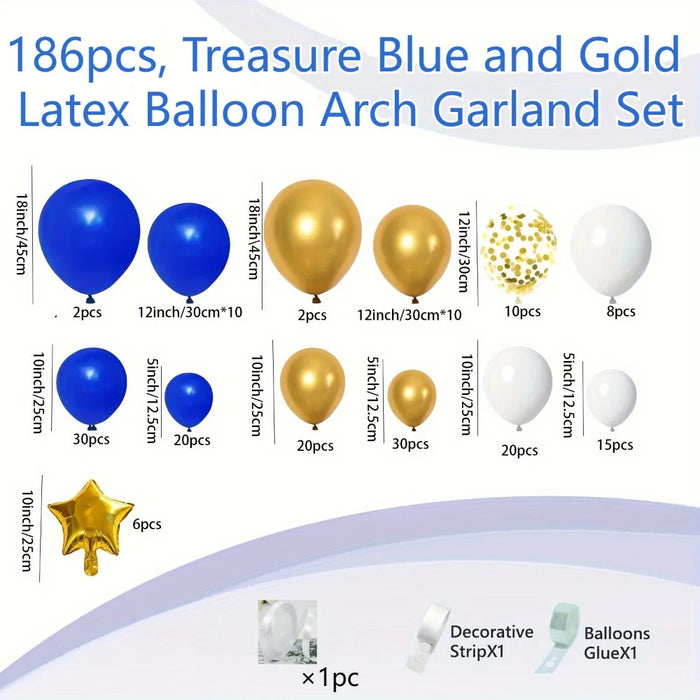 186Pcs Royal Blue Gold Balloon Arch Wreath Set Outdoor Proposal Bachelorette Party Birthday Wedding Valentine'S Day Decoration