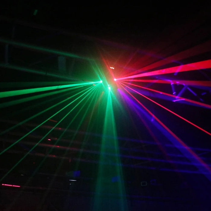 3 IN 1 Stage Lighting Effect RGB Laser Projector + RGB LED Beam Light + White Strobe DJ Disco Party Dance DMX Rotate Light