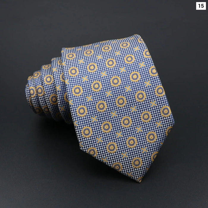 Mens Striped Tie 7Cm Luxury Jacquard Necktie For Business Wedding And Daily Wear