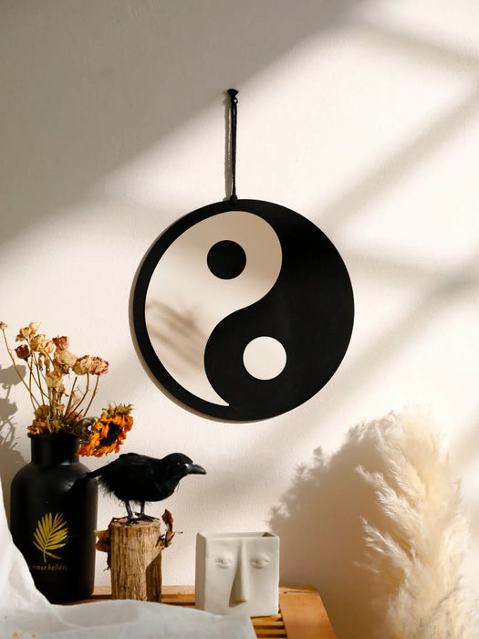 Yin Yang Wooden Mirror Wall Decor