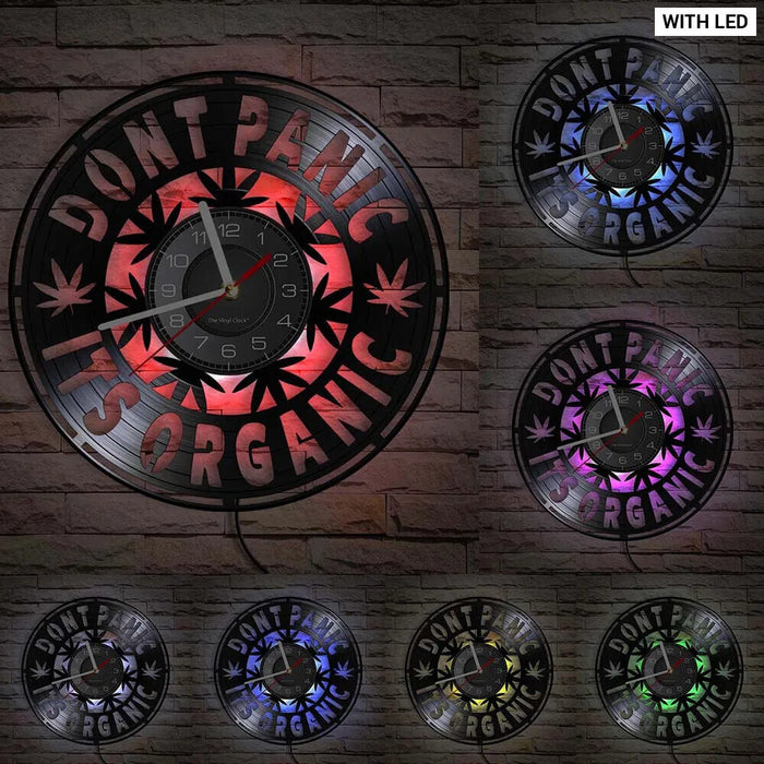 Organic Marijuana Leaf Vinyl Record Wall Clock