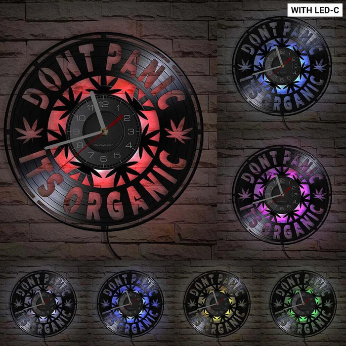 Retro Weed Leaf Vinyl Record Wall Clock