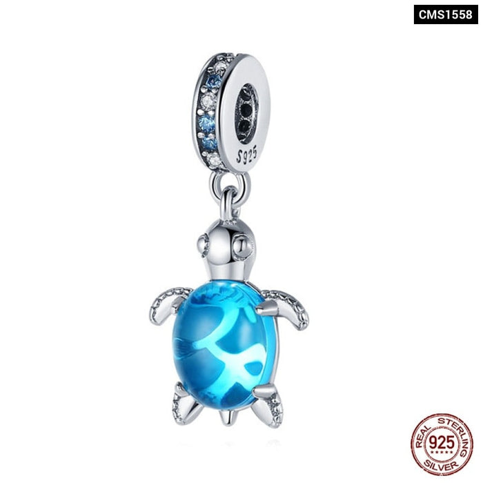 925 Sterling Silver Ocean Series Turtle Crab Mermaid Charms Beads Fit Original Pandora Bracelets Bangles Jewelrys