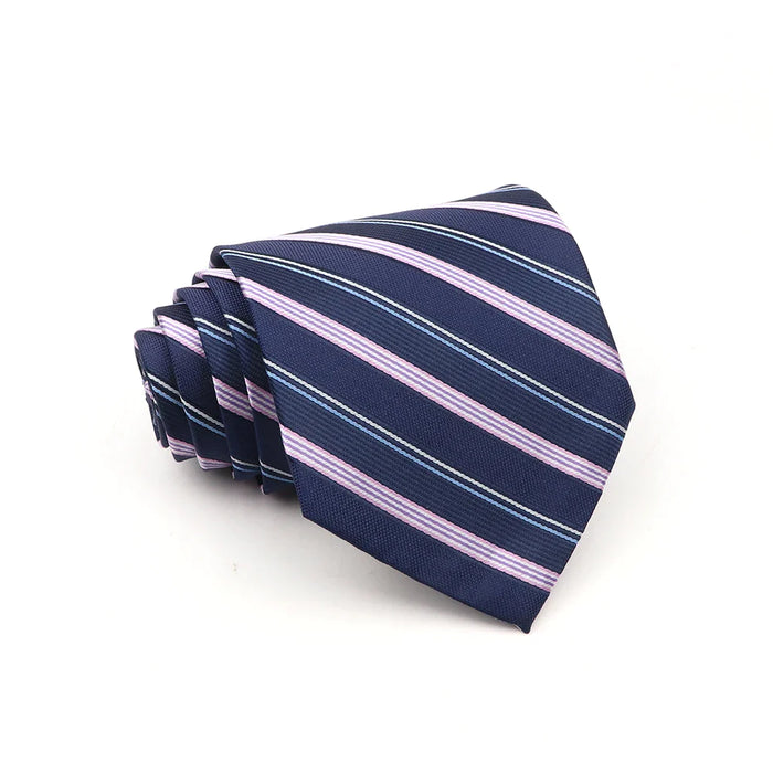 Blue Striped Polyester Tie For Men For Business Weddings And Daily Wear