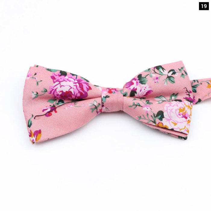 Colourful Floral Bow Ties Fashion Cotton Print For Mens Wedding And Business Suits