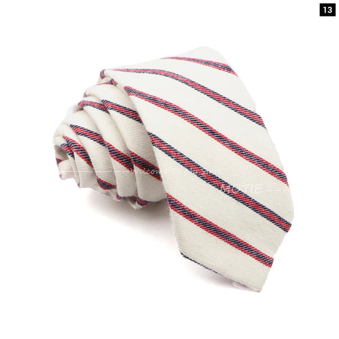 Classic Striped Cotton Necktie For Business And Weddings