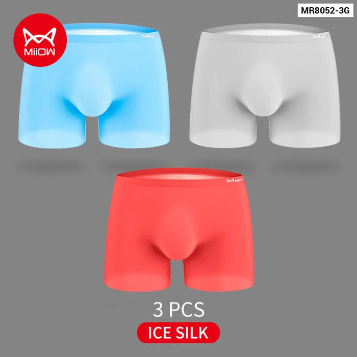 Pack Of 3 Ultrathin Ice Silk Mens Boxers