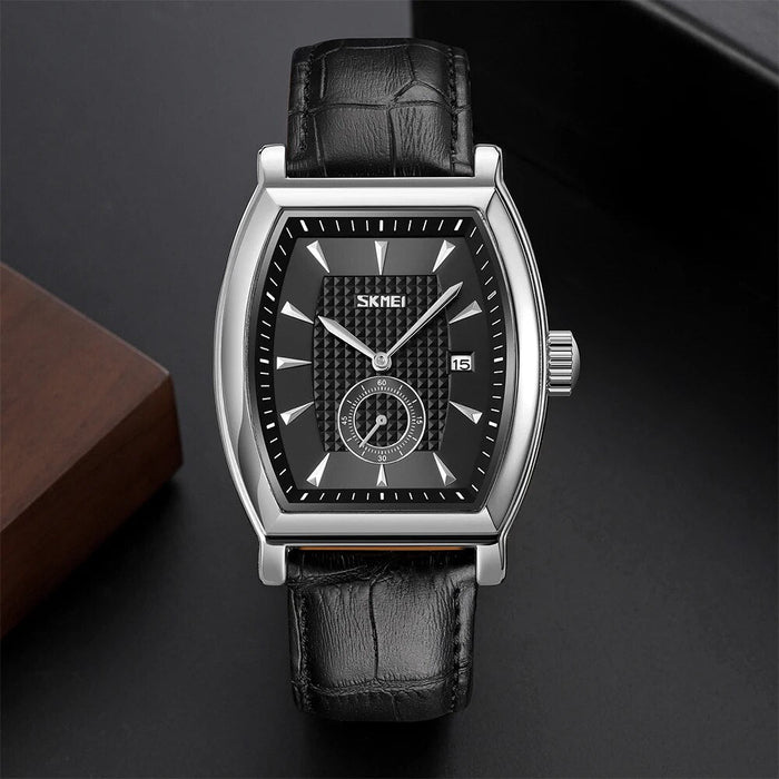 Men's PU Band Leather Analog Display Fashion Quartz 3ATM 30M Water Resistant Wristwatch