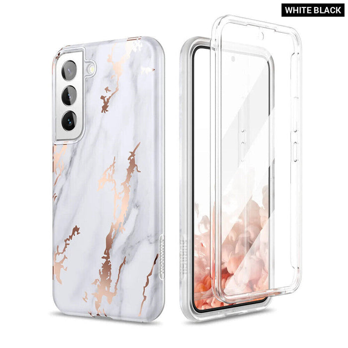 Marble Shockproof Rugged Case For Galaxy S22Plus With Screen Protector