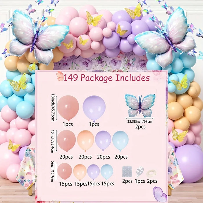 149Pcs Butterfly Balloon Garland Arch Kit Wedding Birthday Party Anniversary Graduation Festival Room Decoration