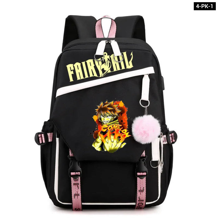 Fairy Tail Anime Print Bag For Boys And Girls Casual Teen School Backpack With Usb Outdoor Travel Bag