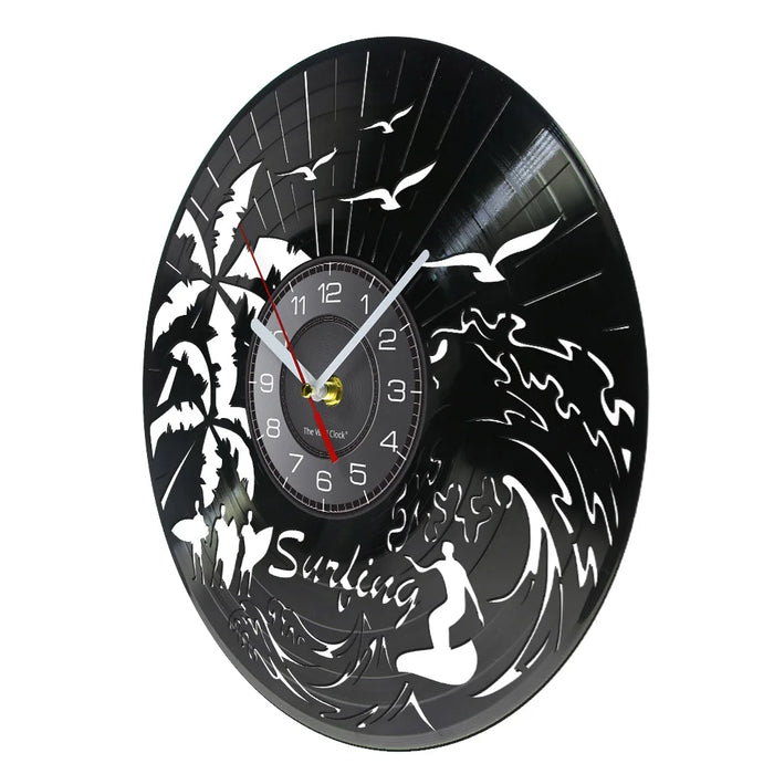 Surfing Vinyl Record Wall Clock