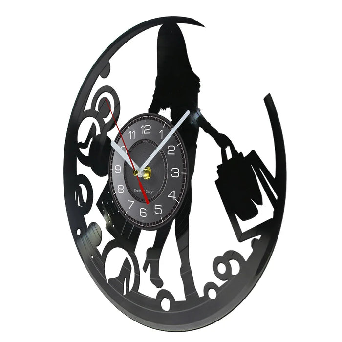 Chic Shopaholic Vinyl Record Wall Clock