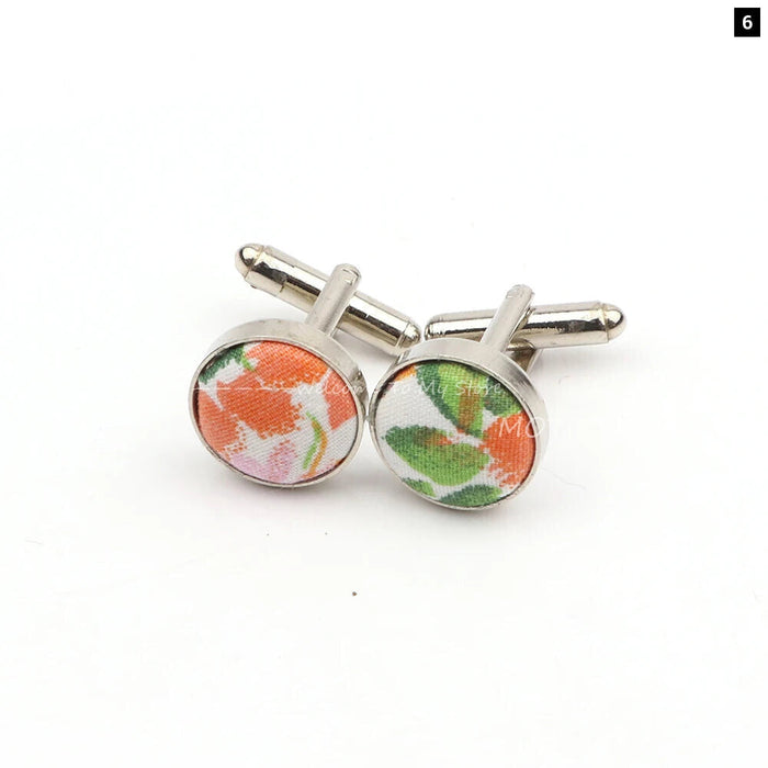 Floral Pattern Cufflinks Mens Classic White Metal Accessory