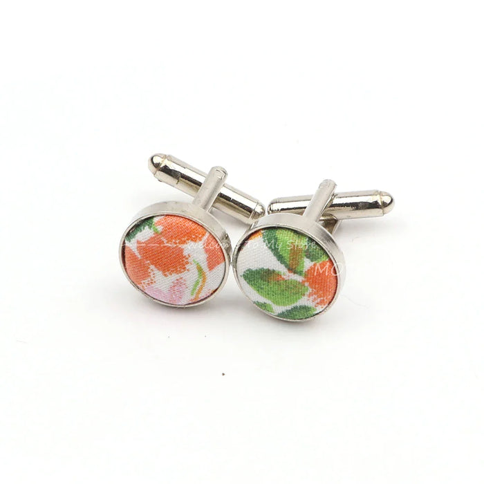 Floral Pattern Cufflinks Mens Classic White Metal Accessory