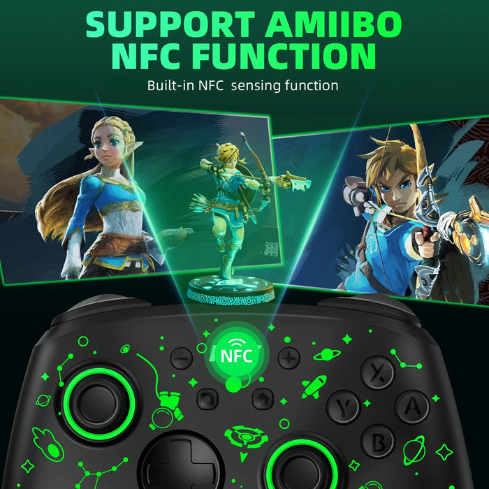 Falcon Luminous Wireless Controller Wake Up Support Nfc Amiibo Compatible Nintendo Switch/Switch Oled/Pc Steam