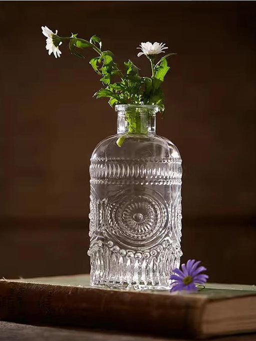 Embossed Glass Vase For Retro Nordic Home Decor