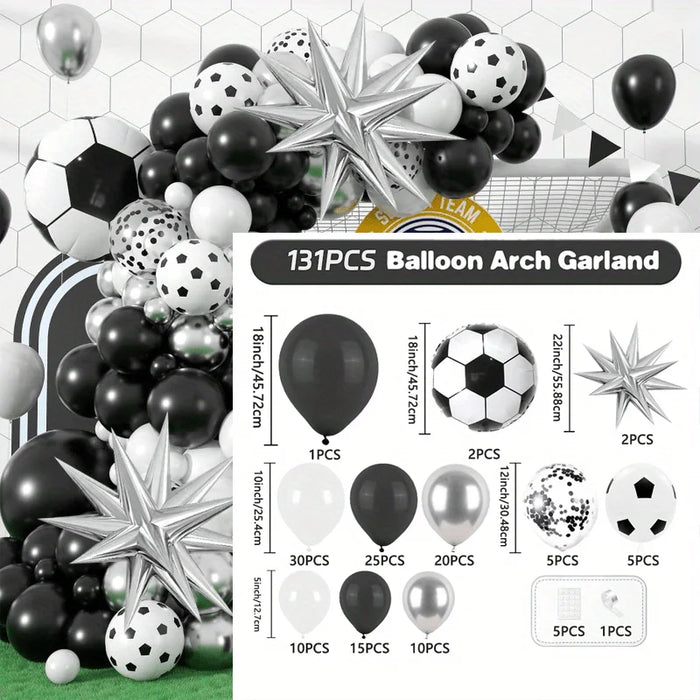 131Pcs Football Balloon Arch Balloon Arch Wreath Football Printed Balloon Birthday Sports Football Fan Themed Party Decoration