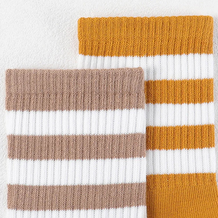 5 Pairs Striped Cotton Tube Socks For Women