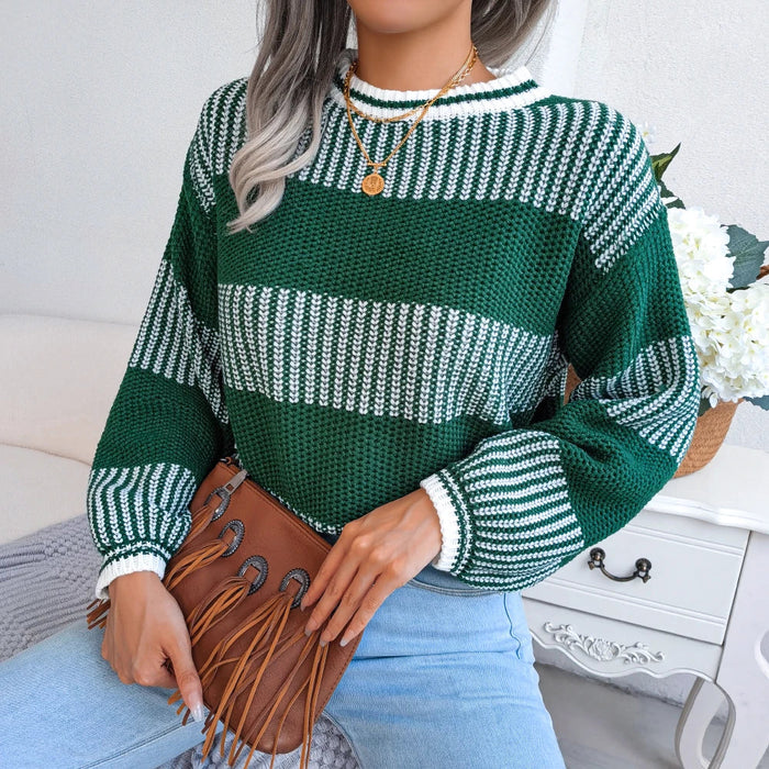 Striped Knit Sweater For Women