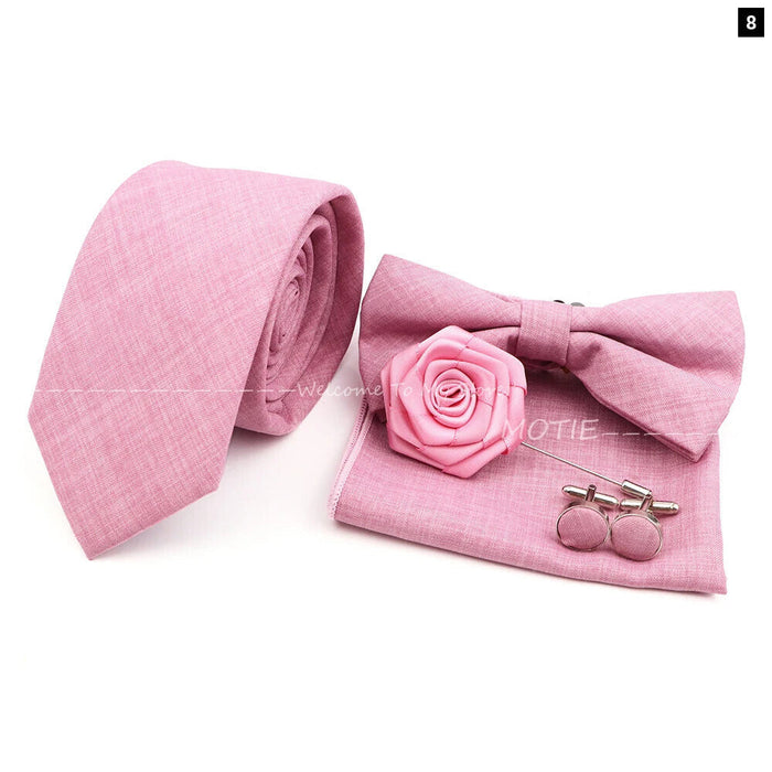 27 Colour Tie Set Classic Cotton Pocket Square Cufflink And Bowtie For Mens Wedding Party Accessories