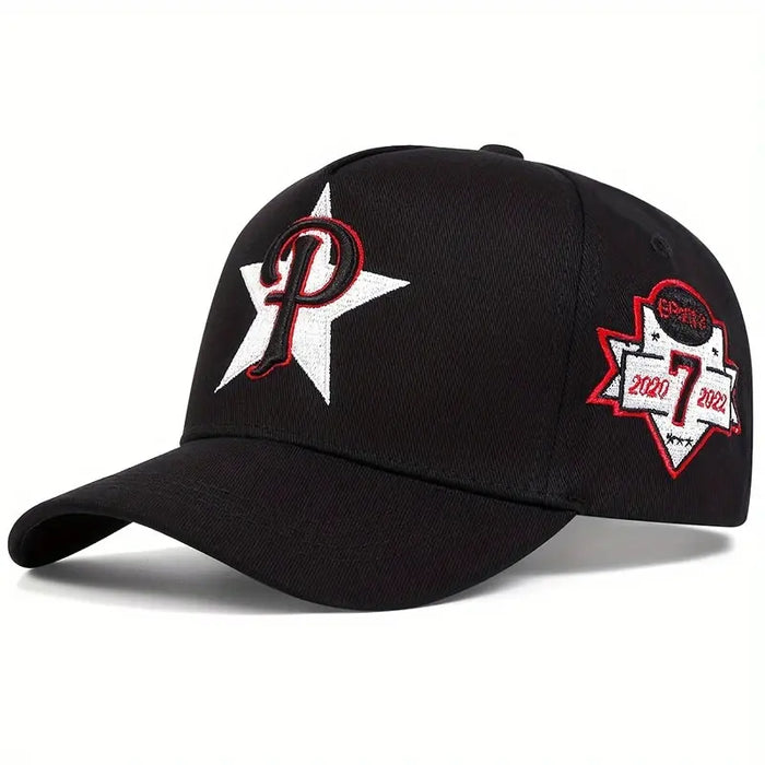 Adjustable 7 Baseball Cap / Hat P Letter Embroidery Star Design