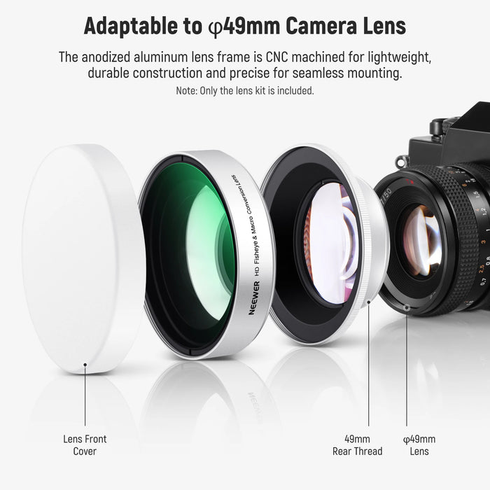 49Mm Fisheye & Macro Lens For Fujifilm X100 Series Cameras 0.43X Hd 2 In 1 With Adapter Ring