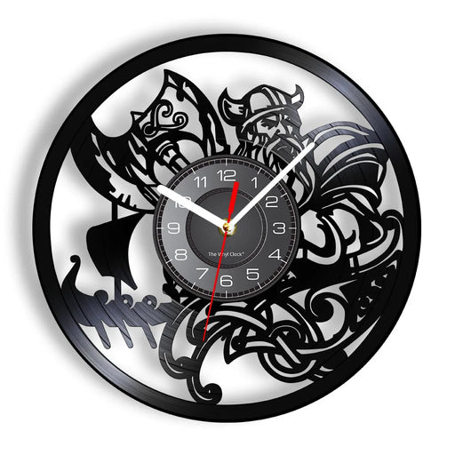 Scandinavian Viking Wall Clock With Norse Symbols