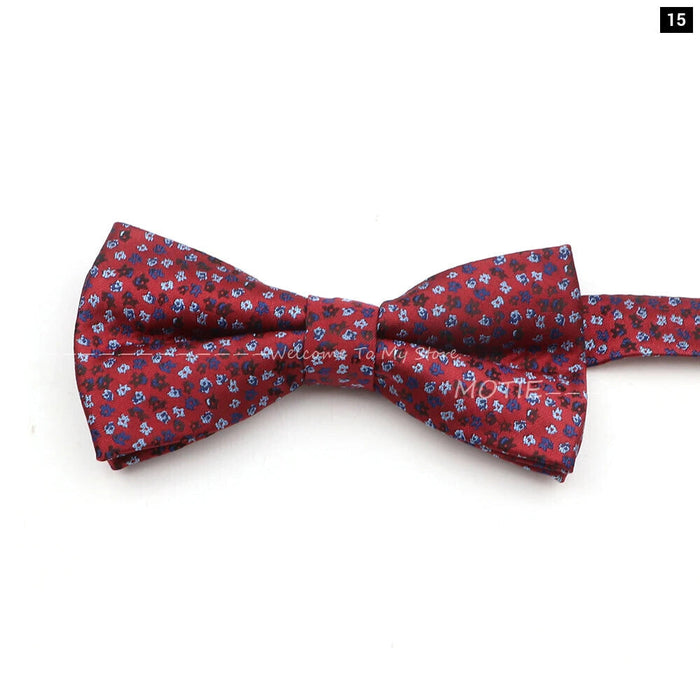 Floral Bowtie For Men Red Polyester Wedding Party Accessory