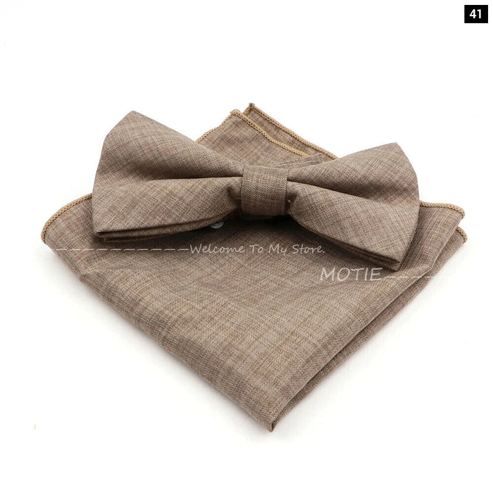 Classic Bowtie Set With Handkerchief Cufflink And Brooch