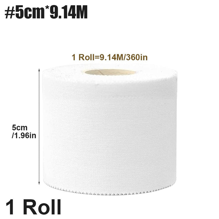 1 Roll White Cotton Non Sticky Residue Easy To Tear Athletic Tape For Injury Strain Knee Wrist