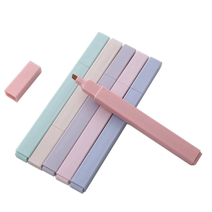 6 Piece Pastel Highlighter Set Kawaii Stationery