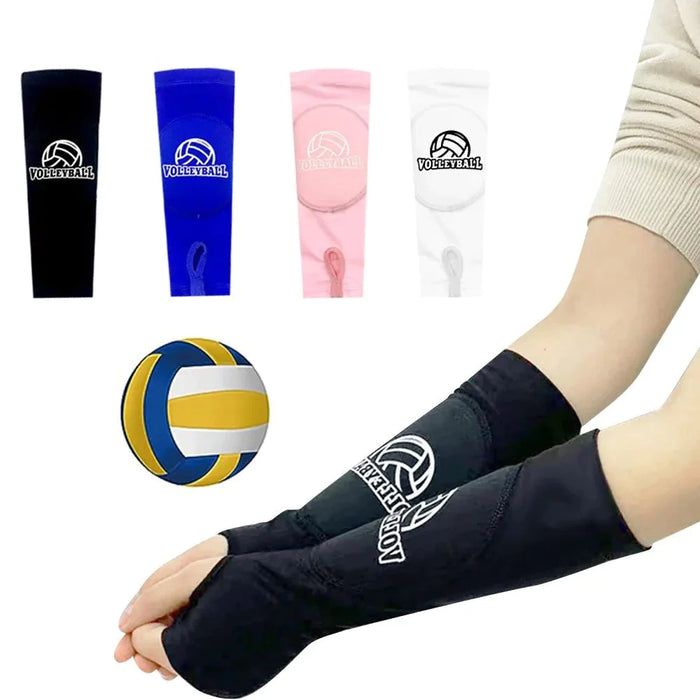 1 Pair Forearm Sleeves With Protection Pads & Thumb Hole For Volleyball