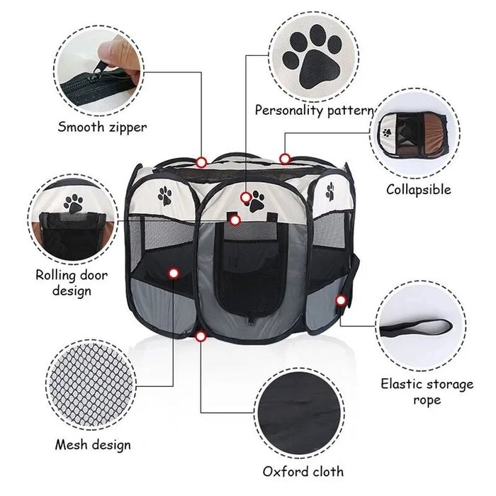 Foldable Pet Tent Kennel Octagonal Fence