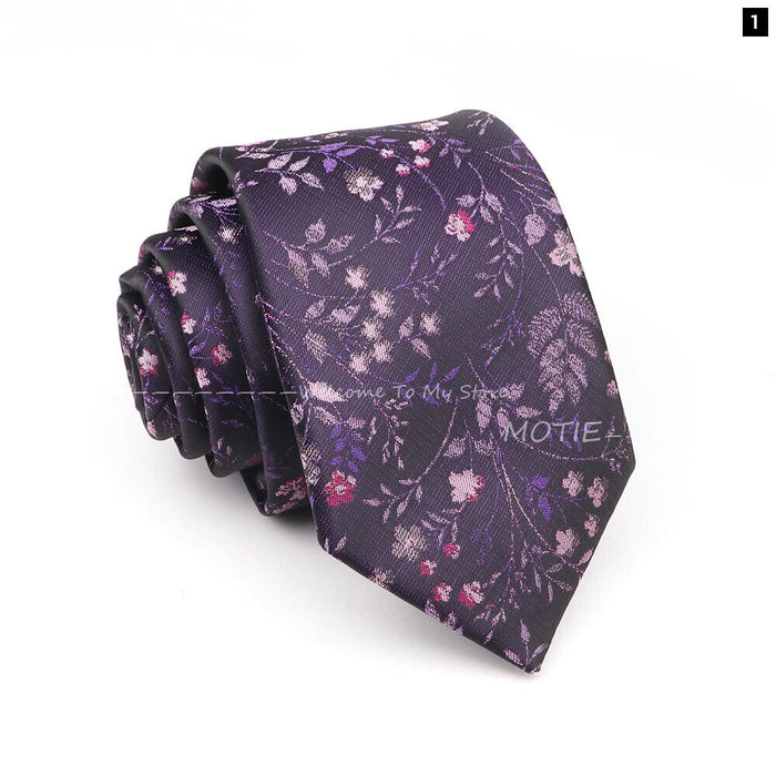 Blue Floral Jacquard Tie For Business Weddings And Daily Wear