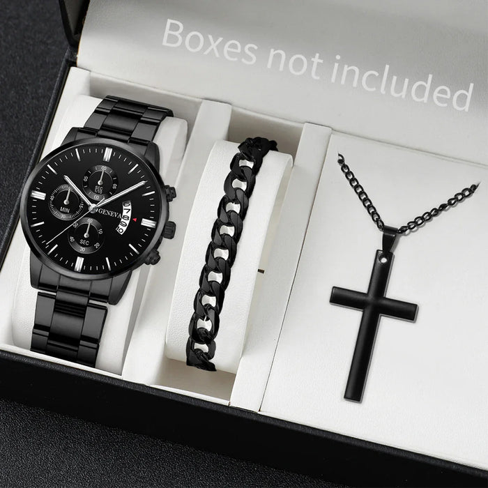 3 Piece Mens Stainless Steel Watch Set - Without Box