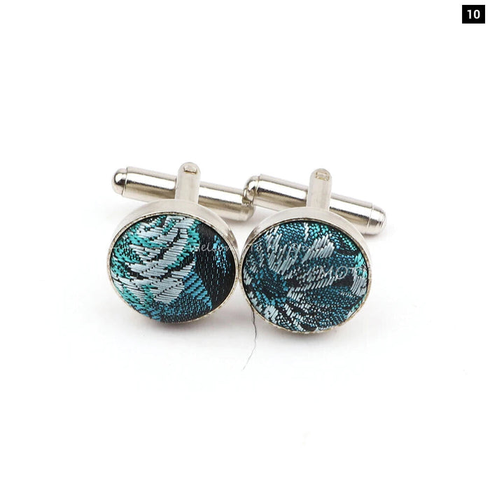 Dark Blue Floral Cufflinks For Weddings And Daily Wear