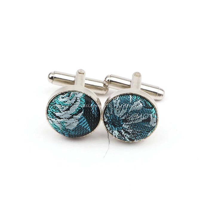 Dark Blue Floral Cufflinks For Weddings And Daily Wear