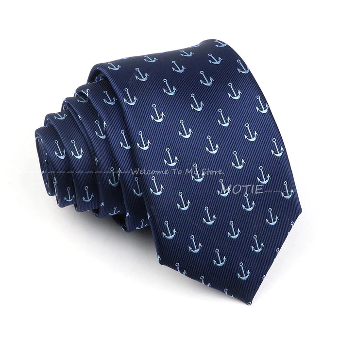 Blue Sailboat Necktie For Men Weddings Parties And Daily Wear