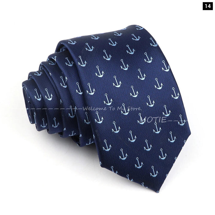 Blue Sailboat Necktie For Men Weddings Parties And Daily Wear