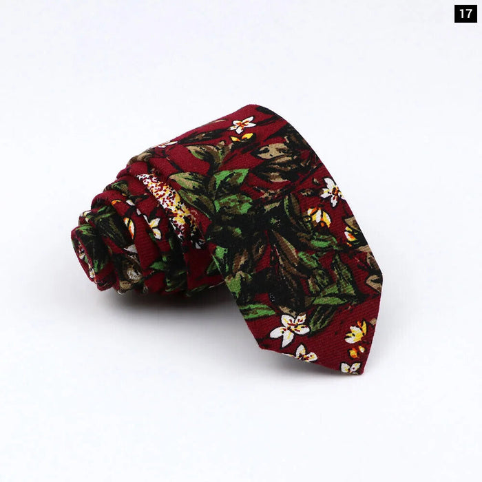 Handmade 6Cm Mens Ties Classic Cotton Necktie For Weddings And Casual Wear Bird And Flower Print Gift