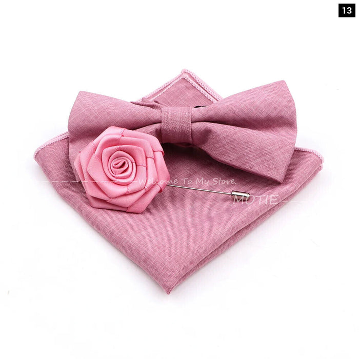 Design Cotton Handkerchief Set Adult And Kids Butterfly Bowtie Cufflink Brooch Party Suit Accessories