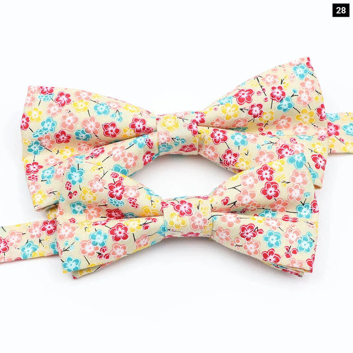 Colourful Floral Bow Ties Fashionable Cotton For Weddings And Parties